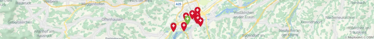 Kartenansicht für Apotheken-Notdienste in der Nähe von Steinhaus (Wels  (Land), Oberösterreich)